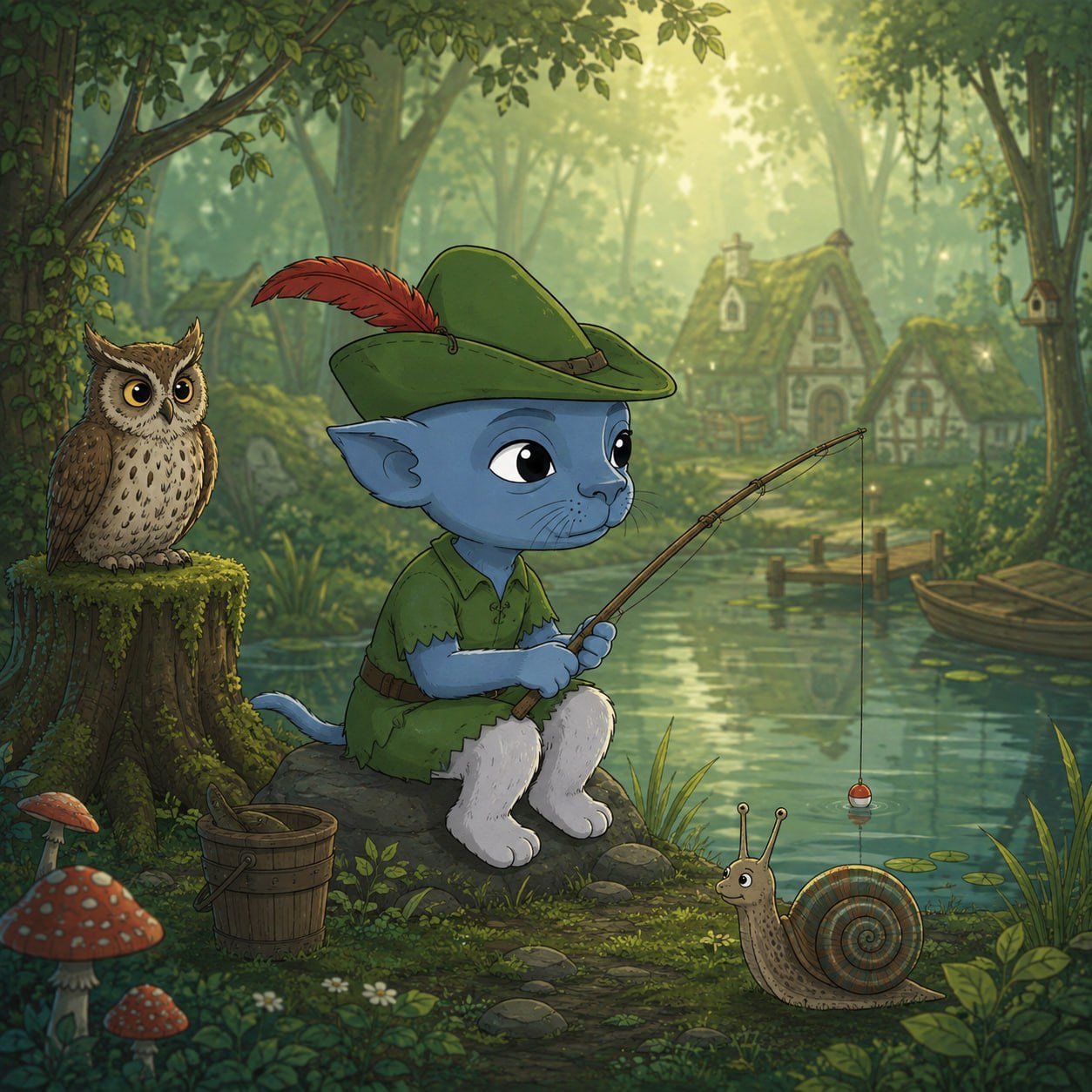 Fishing by the pond
